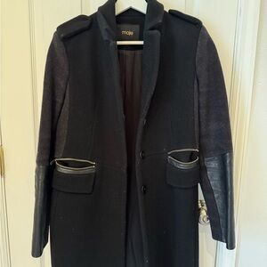 Maje Black and Gray Military Coat for Men